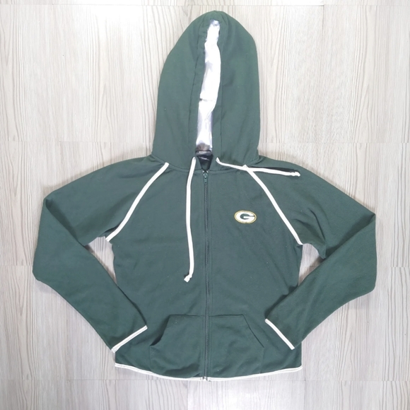 Reebok Tops - Team Reebok NFL Greenbay Packers Women's Full Zip Fleece Green Medium Hoodied